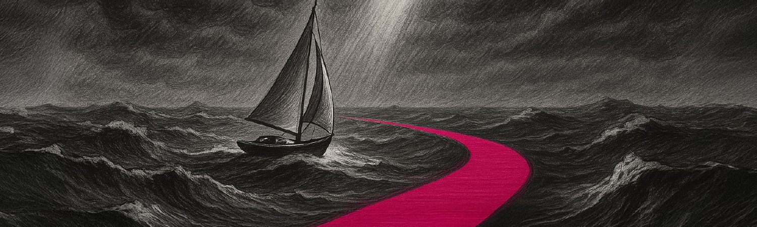 Boat navigating treacherous waters